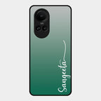 Customize Name Gradient Glass Case Cover Green For Oppo Reno 10 Pro 5G