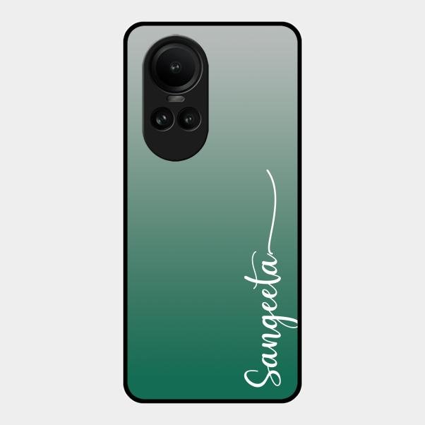 Customize Name Gradient Glass Case Cover Green For Oppo Reno 10 Pro 5G