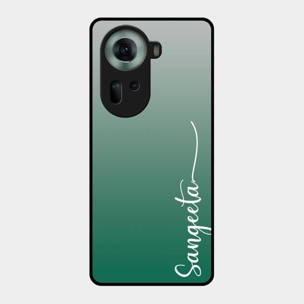 Customize Name Gradient Glass Case Cover Green For Oppo Reno 11 5G