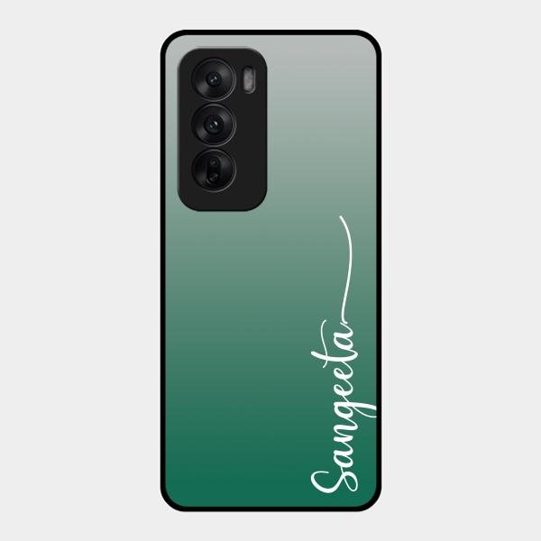 Customize Name Gradient Glass Case Cover Green For Oppo Reno 12 5G