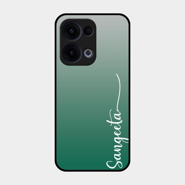 Customize Name Gradient Glass Case Cover Green For Oppo Reno 13 5G