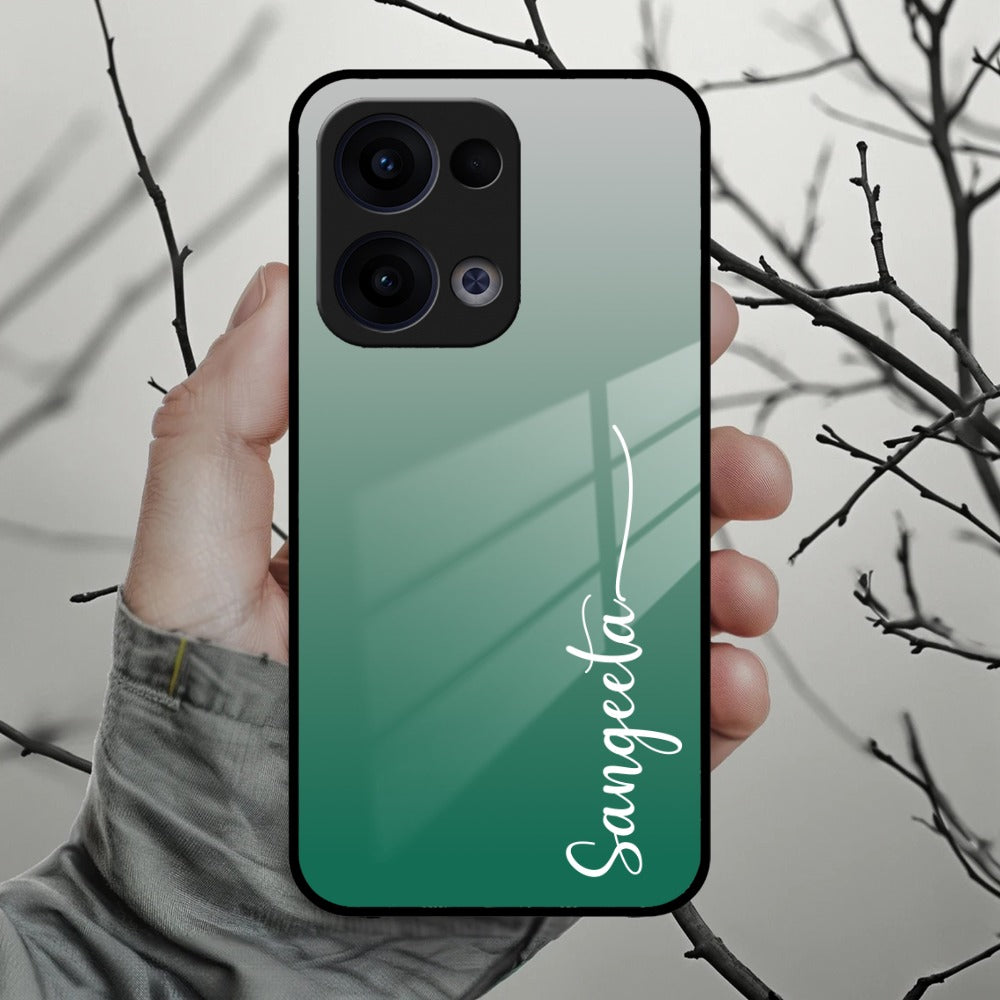 Customize Name Gradient Glass Case Cover Green For Oppo