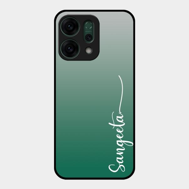 Customize Name Gradient Glass Case Cover Green For Oppo Reno 14 5G