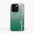 Customize Name Gradient Glass Case Cover Green For Oppo Reno 15C 5G