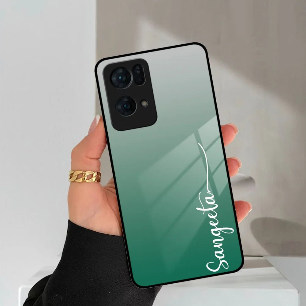 Customize Name Gradient Glass Case Cover Green For Oppo - ShopOnCliQ