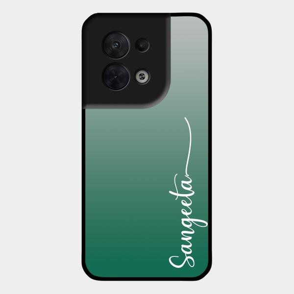 Customize Name Gradient Glass Case Cover Green For Oppo Reno 8 5G