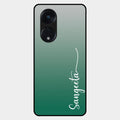 Customize Name Gradient Glass Case Cover Green For Oppo Reno 8T 5G