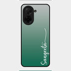 Customize Name Gradient Glass Case Cover Green For Poco C71