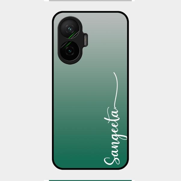 Customize Name Gradient Glass Case Cover Green For Poco F7 5G