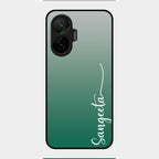 Customize Name Gradient Glass Case Cover Green For Poco F7 5G