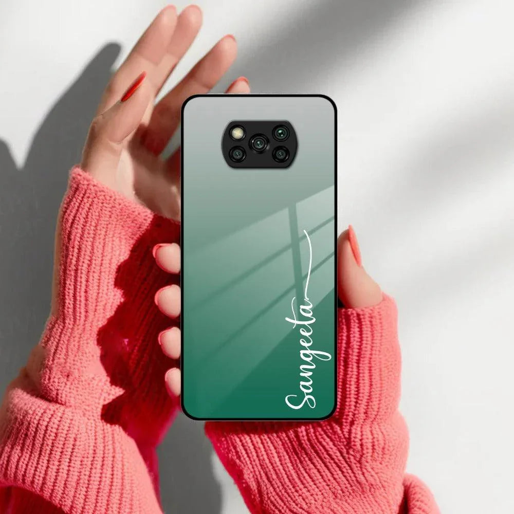 Customize Name Gradient Glass Case Cover Green For Poco - ShopOnCliQ