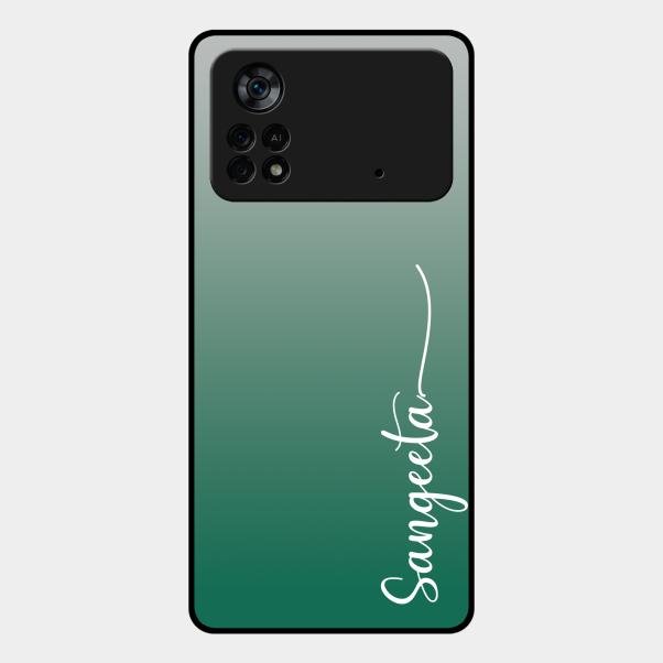 Customize Name Gradient Glass Case Cover Green For Poco X4 Pro 5G