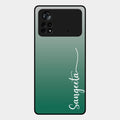 Customize Name Gradient Glass Case Cover Green For Poco X4 Pro 5G