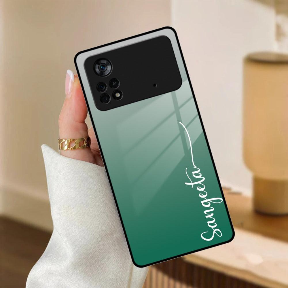 Customize Name Gradient Glass Case Cover Green For Poco - ShopOnCliQ
