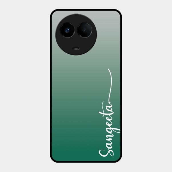 Customize Name Gradient Glass Case Cover Green For Realme 11 5G