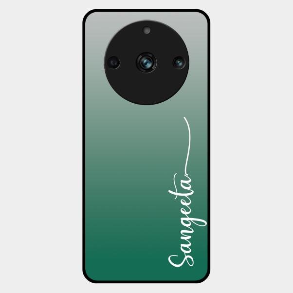 Customize Name Gradient Glass Case Cover Green For Realme 11 Pro Plus 5G
