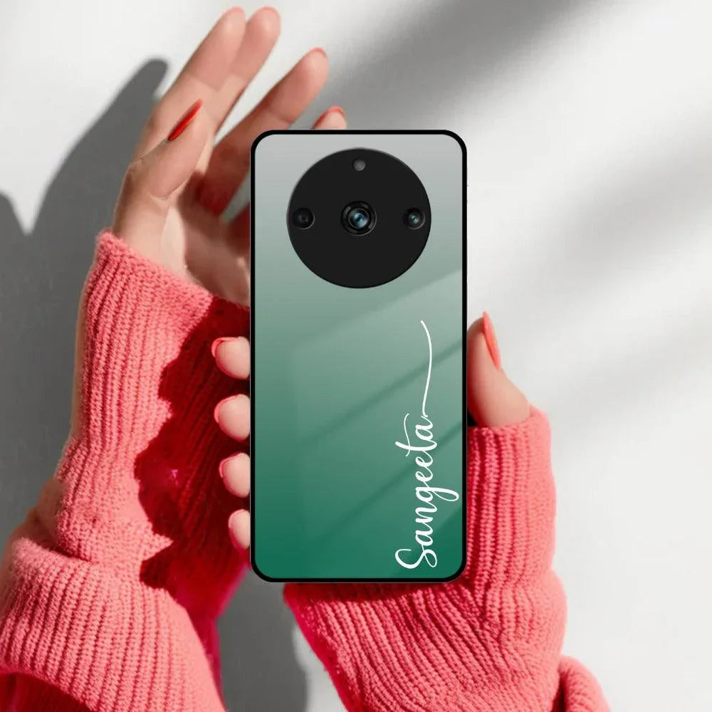 Customize Name Gradient Glass Case Cover Green For Realme/Narzo - ShopOnCliQ