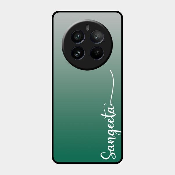 Customize Name Gradient Glass Case Cover Green For Realme 12 Pro 5G