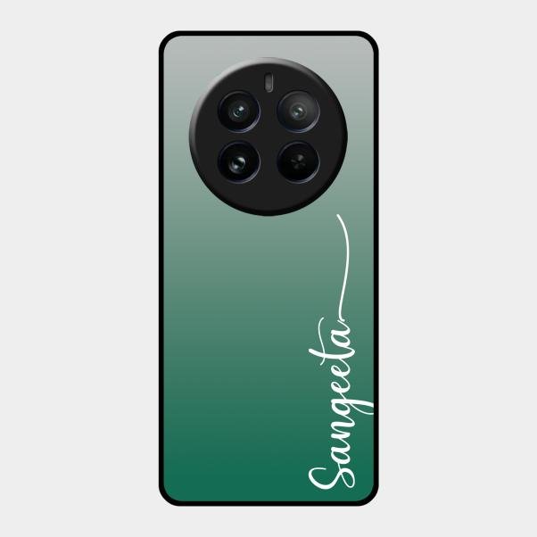 Customize Name Gradient Glass Case Cover Green For Realme 12 Pro Plus 5G