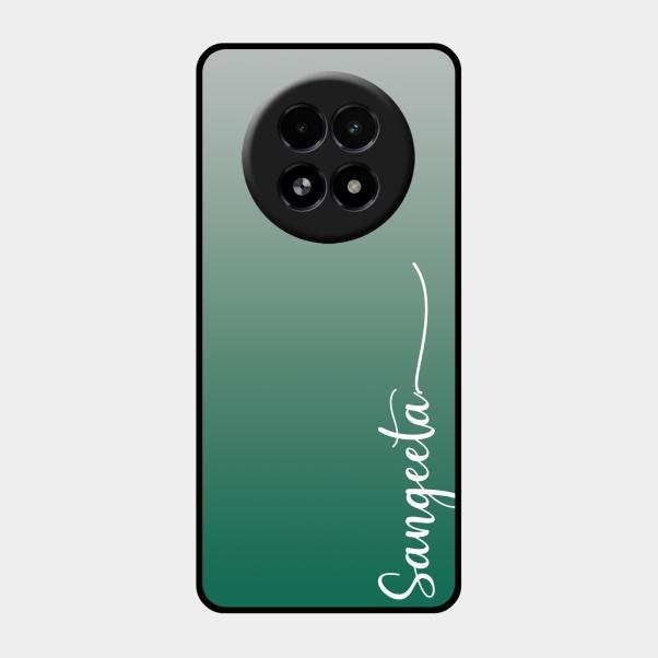 Customize Name Gradient Glass Case Cover Green For Realme 13 5G