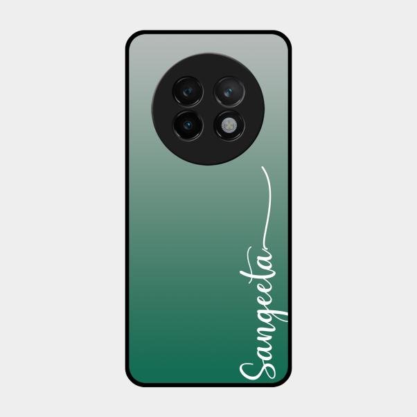 Customize Name Gradient Glass Case Cover Green For Realme 13 Plus 5G