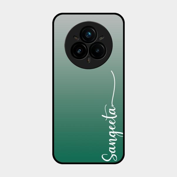 Customize Name Gradient Glass Case Cover Green For Realme 14 Pro 5G