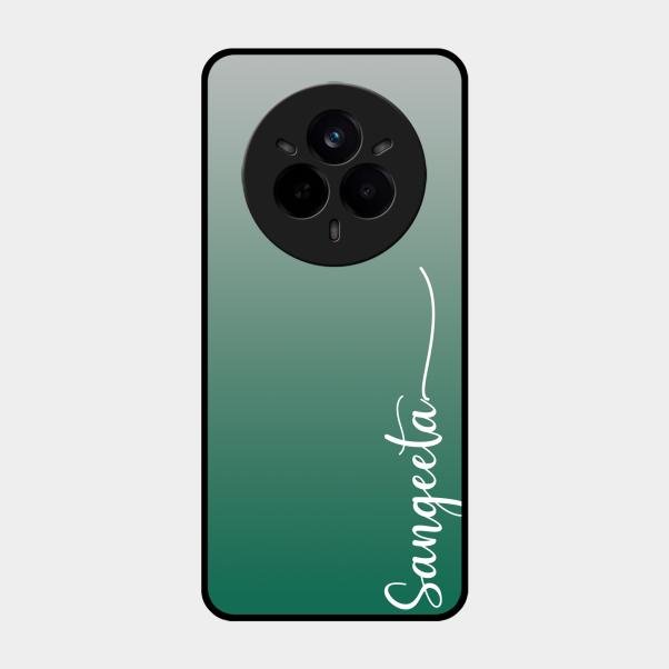 Customize Name Gradient Glass Case Cover Green For Realme 14 Pro Plus 5G