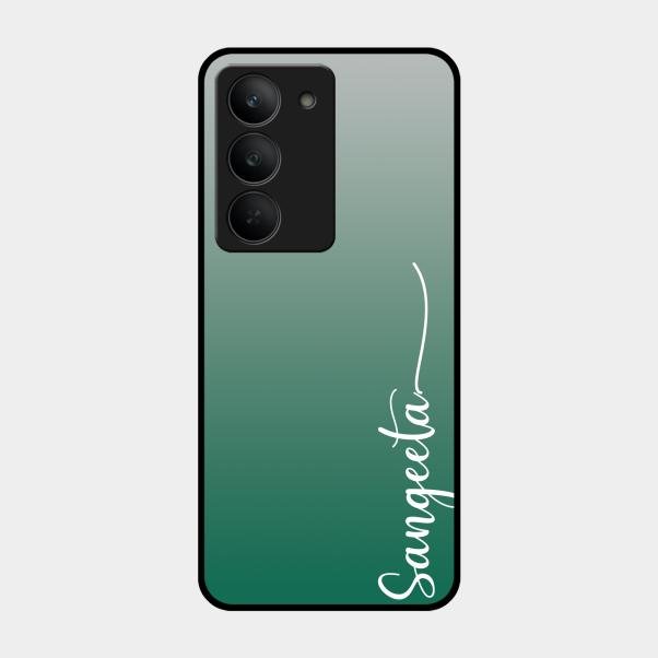 Customize Name Gradient Glass Case Cover Green For Realme 14X 5G
