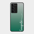 Customize Name Gradient Glass Case Cover Green For Realme 14X 5G