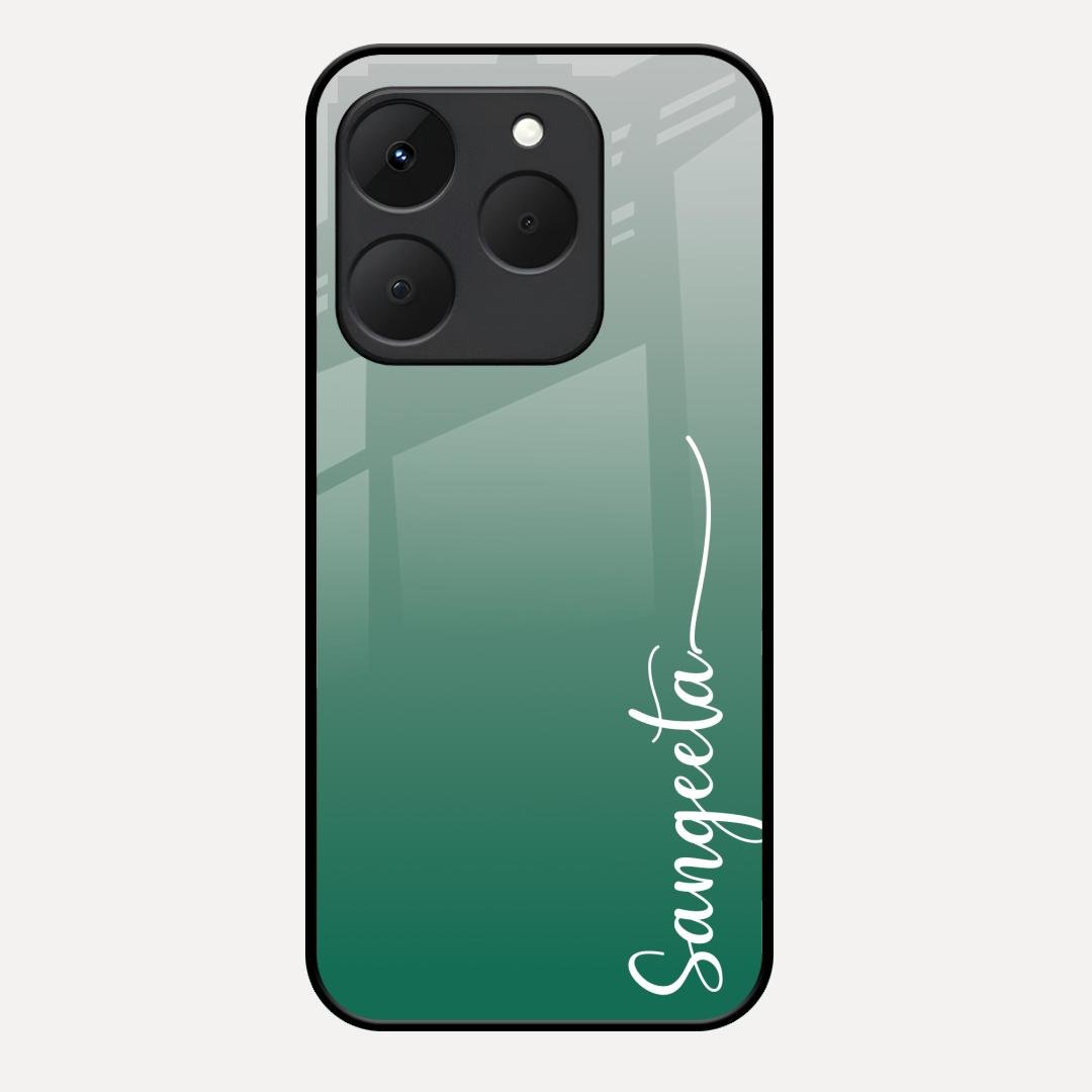 Customize Name Gradient Glass Case Cover Green For Realme 15T 5G