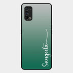Customize Name Gradient Glass Case Cover Green For Realme 7 Pro