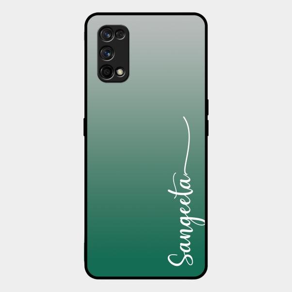 Customize Name Gradient Glass Case Cover Green For Realme 7 Pro