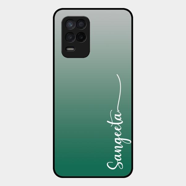 Customize Name Gradient Glass Case Cover Green For Realme 8 5G