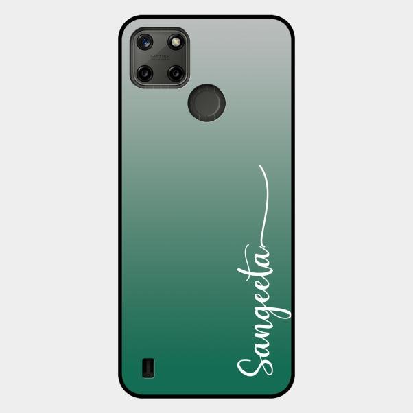Customize Name Gradient Glass Case Cover Green For Realme C21Y