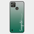 Customize Name Gradient Glass Case Cover Green For Realme C21Y
