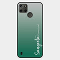 Customize Name Gradient Glass Case Cover Green For Realme C25Y