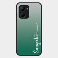 Customize Name Gradient Glass Case Cover Green For Realme C33 2023