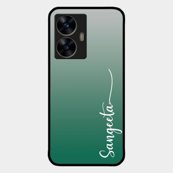 Customize Name Gradient Glass Case Cover Green For Realme C55