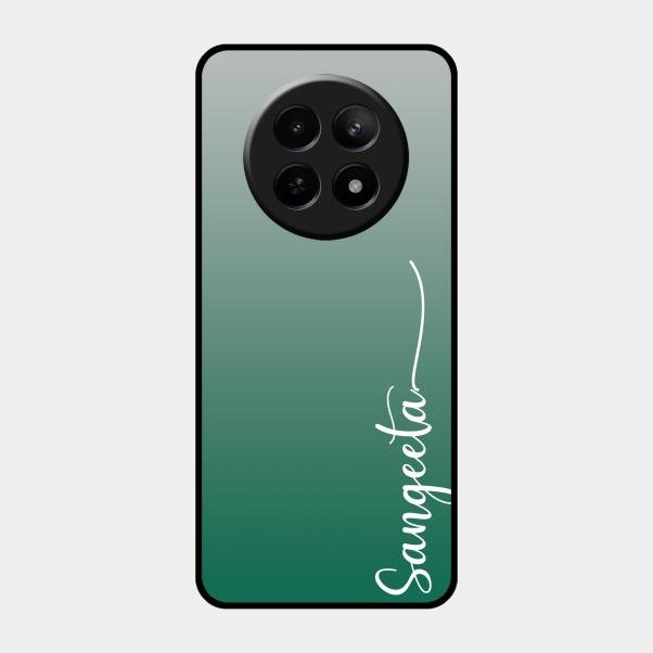 Customize Name Gradient Glass Case Cover Green For Realme C65 5G