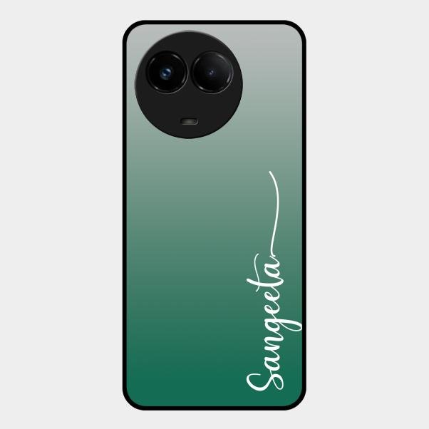 Customize Name Gradient Glass Case Cover Green For Realme C67 5G