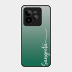 Customize Name Gradient Glass Case Cover Green For Realme Gt 7 Pro
