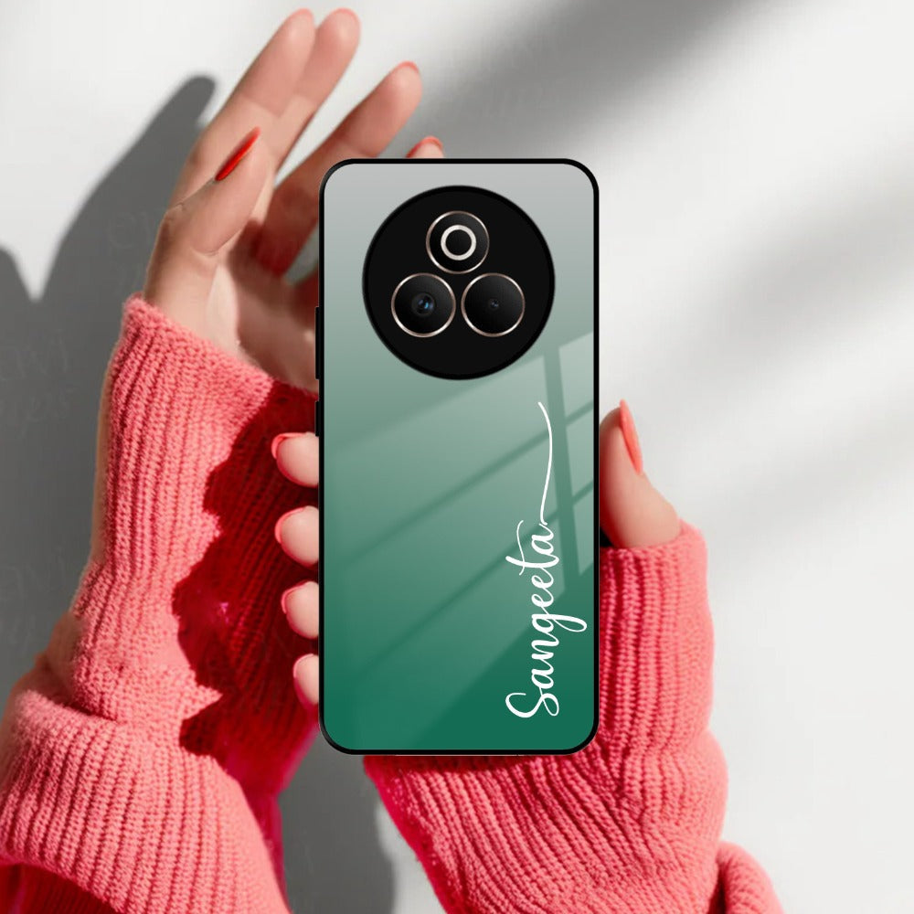 Customize Name Gradient Glass Case Cover Green For Realme/Narzo