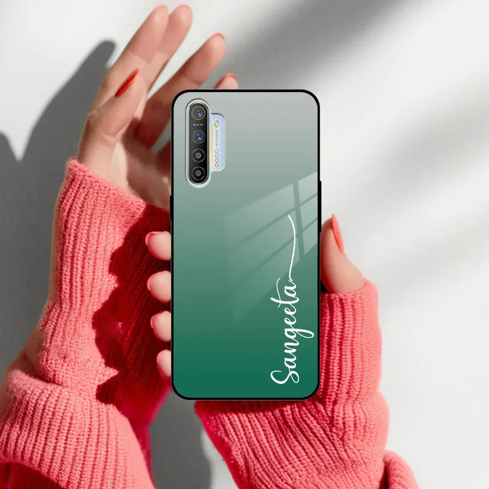 Customize Name Gradient Glass Case Cover Green For Realme/Narzo - ShopOnCliQ