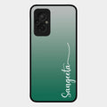 Customize Name Gradient Glass Case Cover Green For Redmi 11 Prime 4G