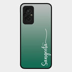 Customize Name Gradient Glass Case Cover Green For Redmi 11 Prime 4G