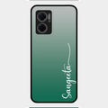 Customize Name Gradient Glass Case Cover Green For Redmi 11 Prime 5G