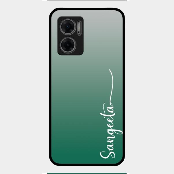 Customize Name Gradient Glass Case Cover Green For Redmi 11 Prime 5G