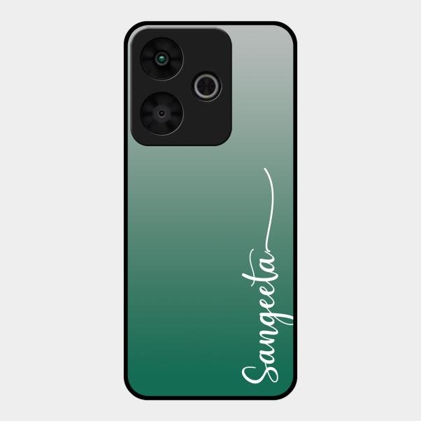 Customize Name Gradient Glass Case Cover Green For Redmi 13 5G