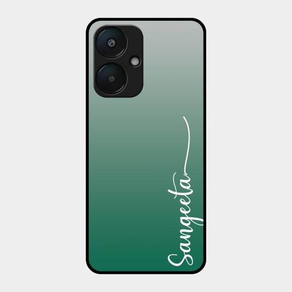 Customize Name Gradient Glass Case Cover Green For Redmi 13C 5G