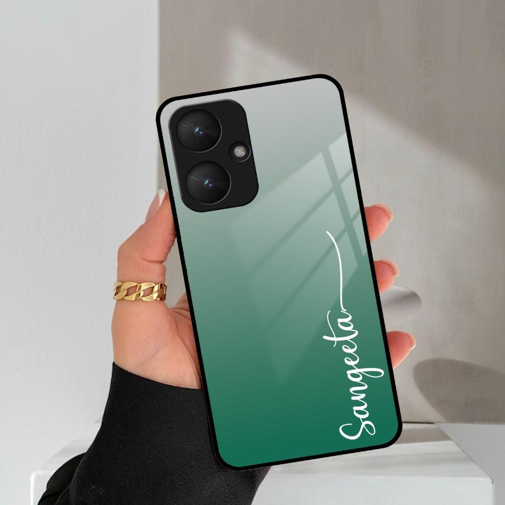 Customize Name Gradient Glass Case Cover Green For Redmi/Xiaomi